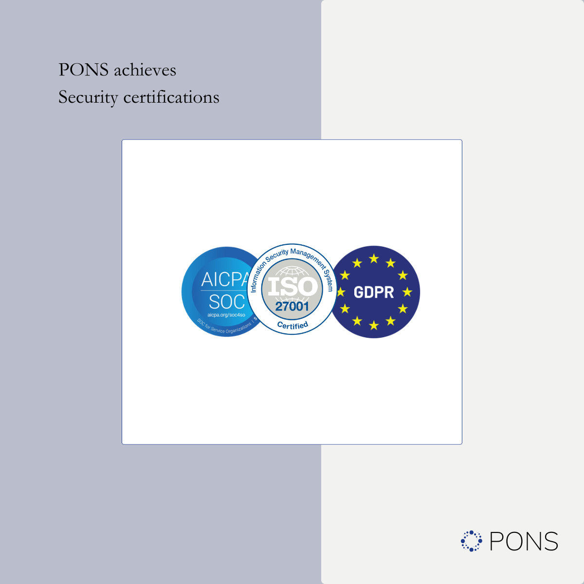 PONS Achieves Enterprise-Grade Security Certifications