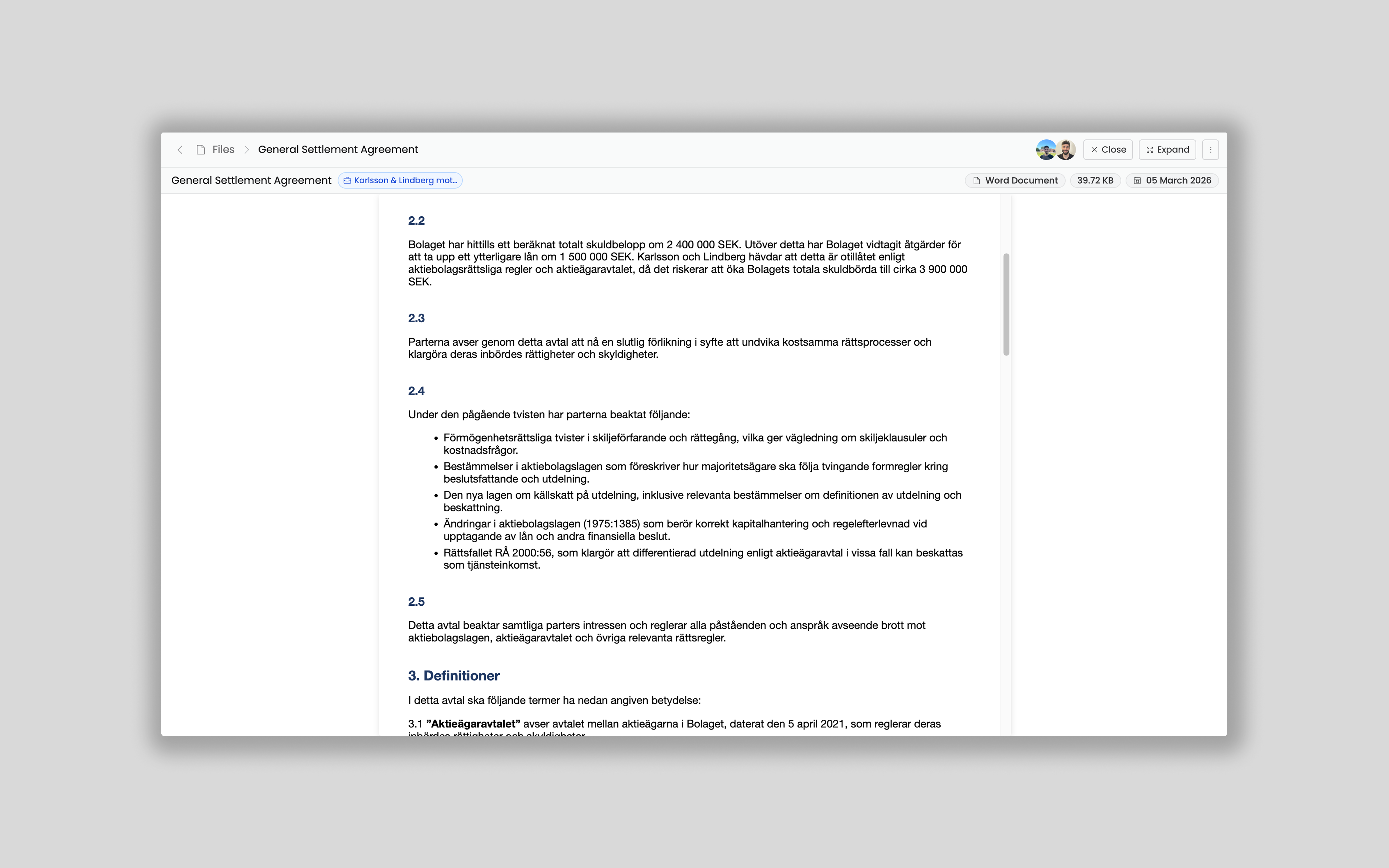 Version-controlled storage linked to every matter