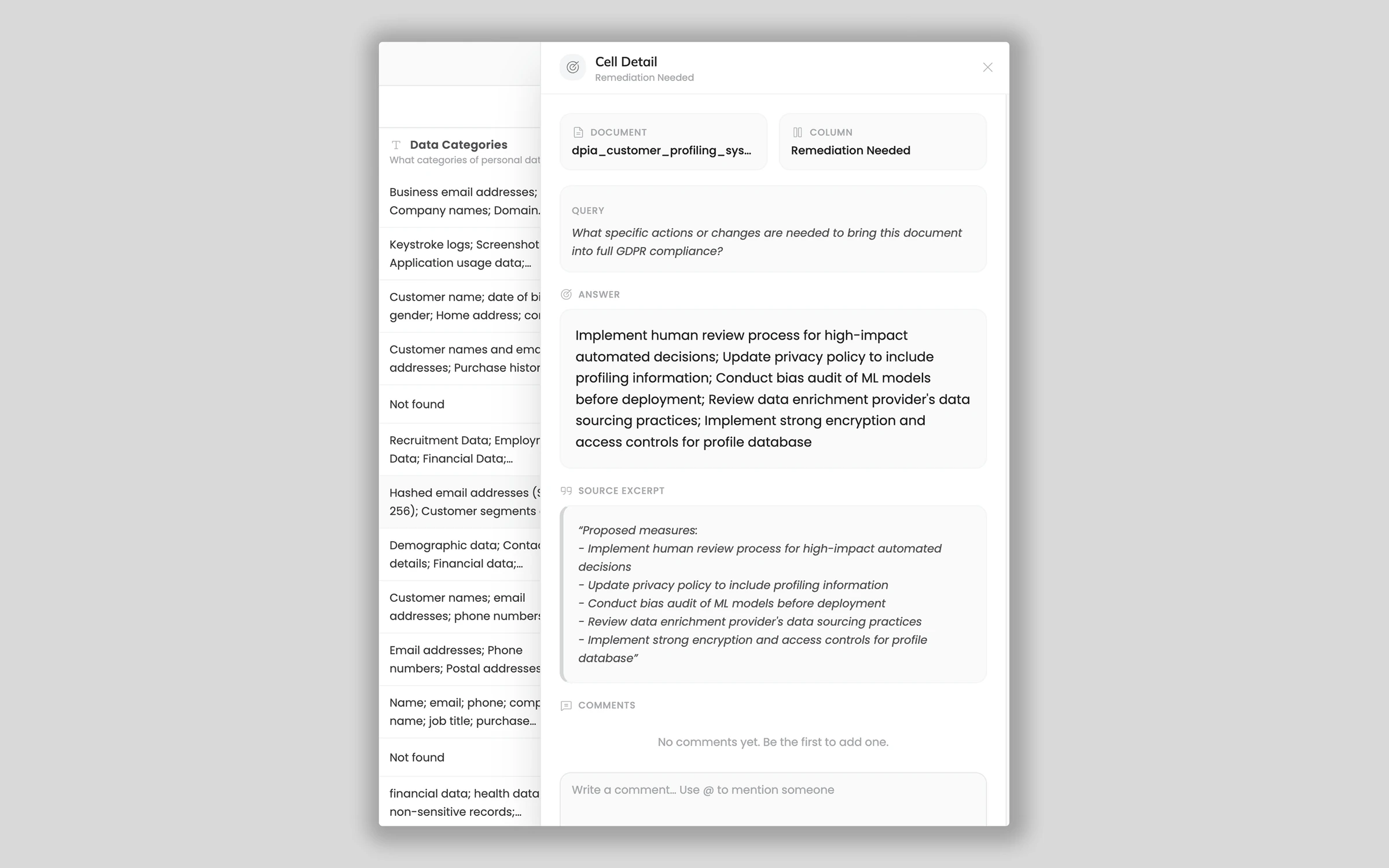 Results delivered in sortable, exportable tables