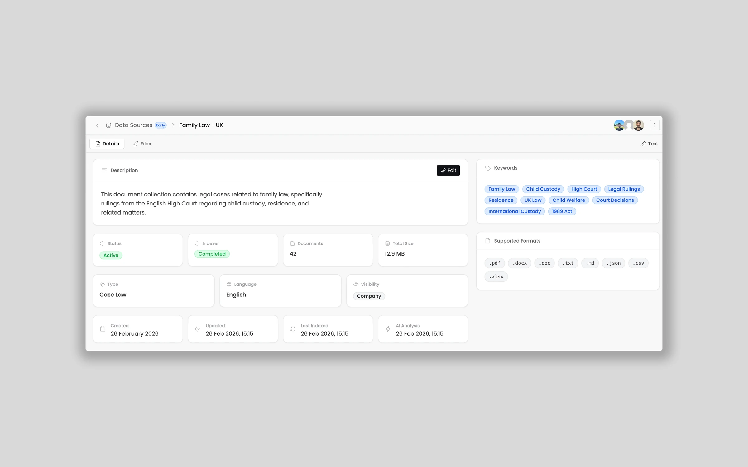 Make past work searchable for future matters
